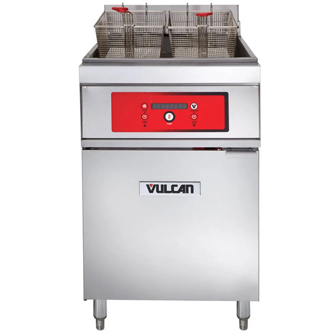Vulcan 1ER85D Full Pot Floor Model Electric Fryer w/ 85-lb., Digital Controls, Twin Baskets