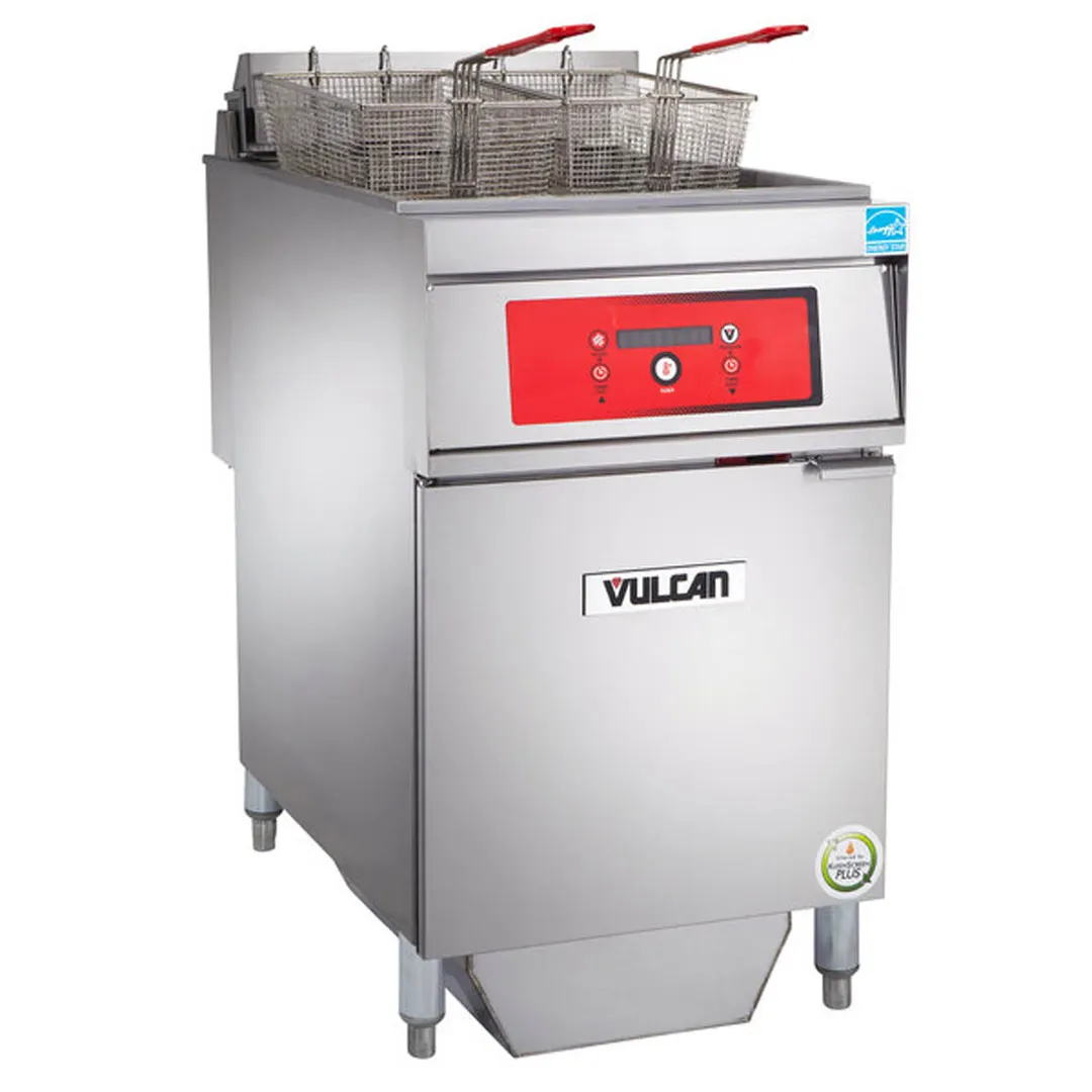 Vulcan 1ER85DF Full Pot Floor Model Electric Fryer w/ 85-lb., Digital Controls, Twin Baskets