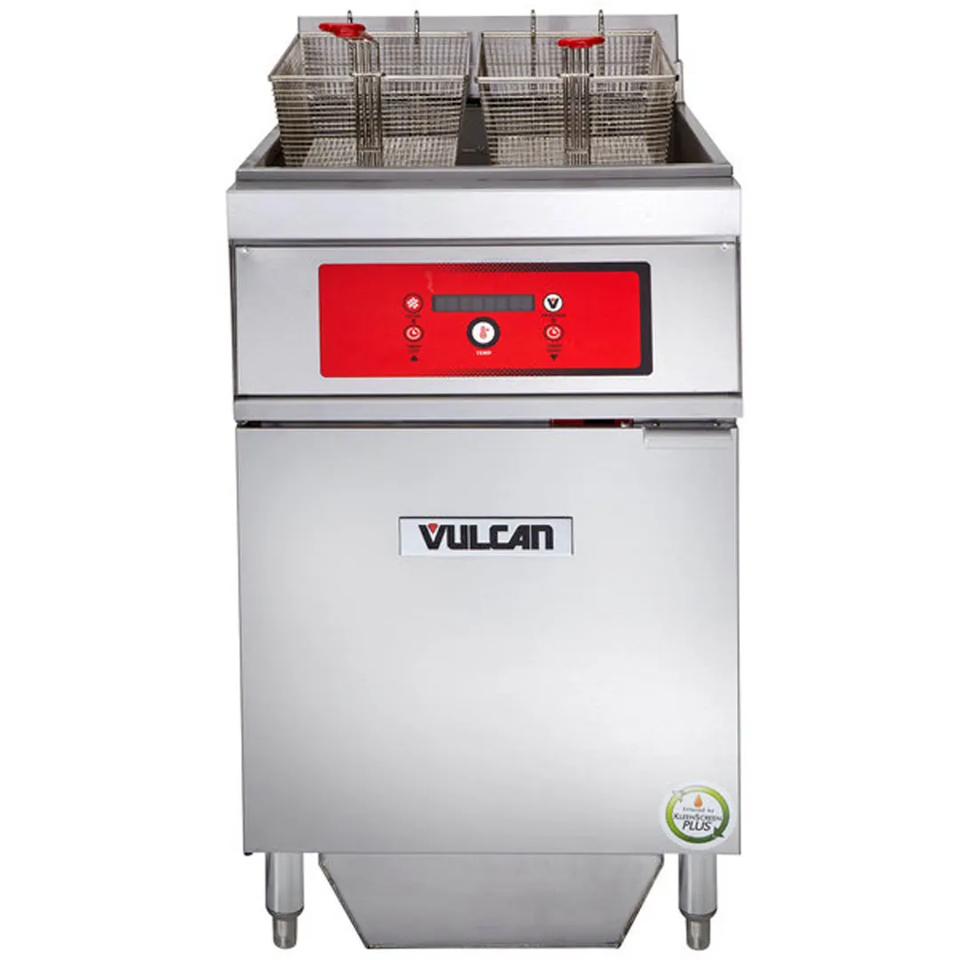 Vulcan 1ER85DF Full Pot Floor Model Electric Fryer w/ 85-lb., Digital Controls, Twin Baskets