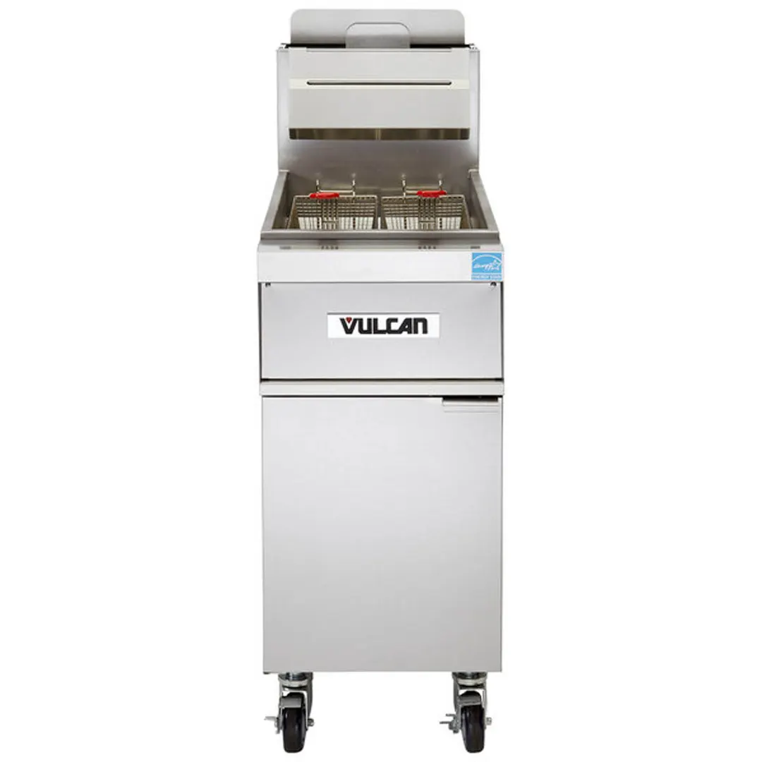 Vulcan 1TR85AF PowerFry3™ Full Pot Floor Model Gas Fryer w/ 90 lbs, Capacity, Built-In Filtration