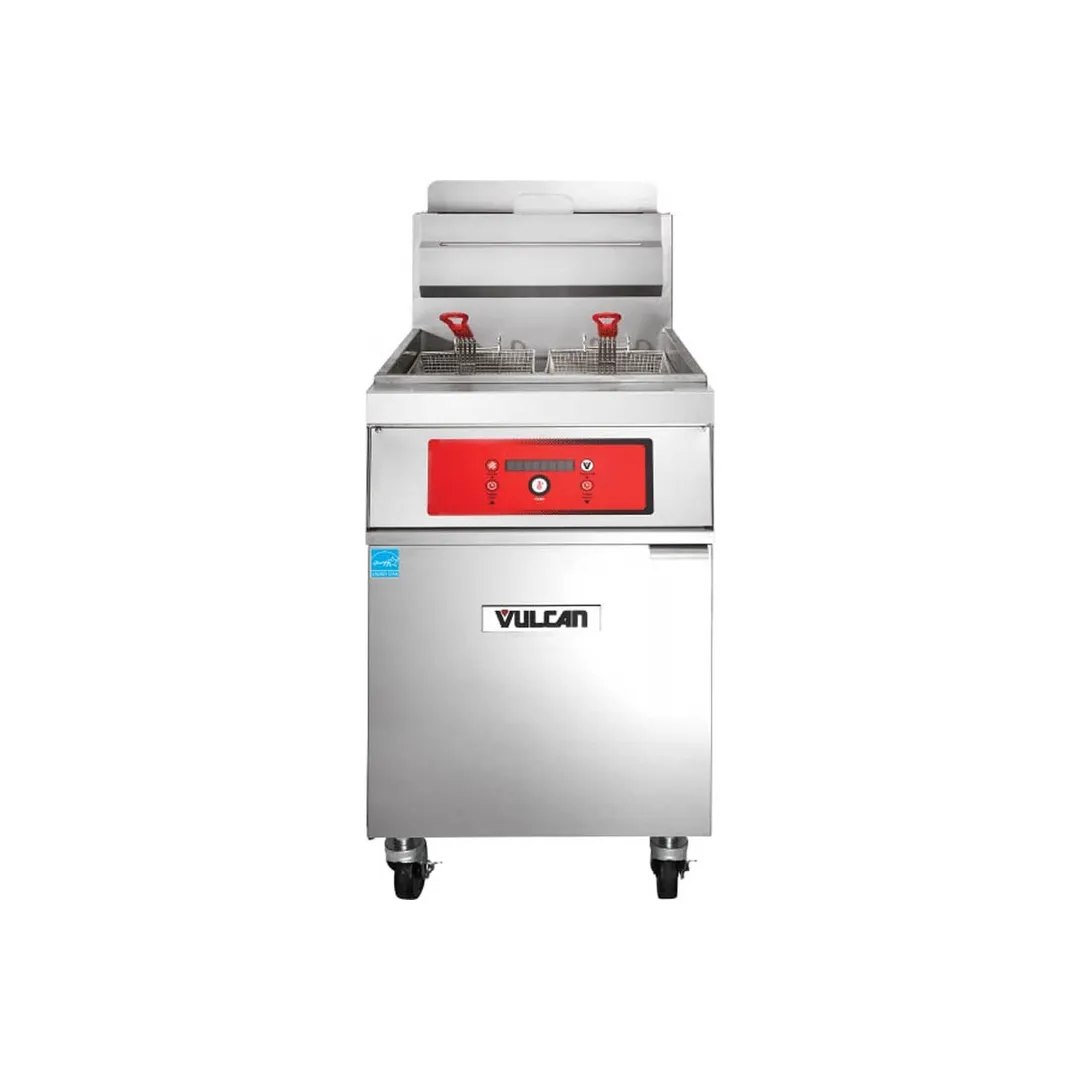 Vulcan 1TR85DF PowerFry3™ Full Pot Floor Model Gas Fryer w/ 90 lbs, Capacity, Built-In Filtration