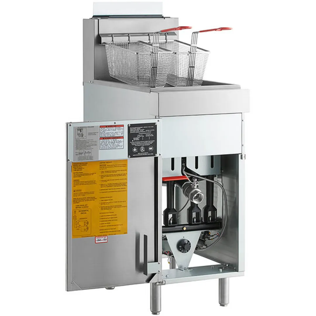 Vulcan 1VEG50M Full Pot Floor Model Gas Fryer w/ 50-lb Capacity, Twin Baskets, Millivolt Thermostat