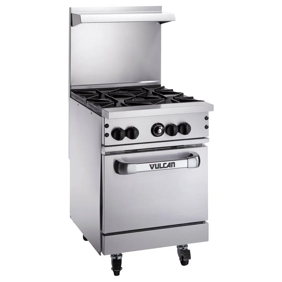 Vulcan 24S-4B 24" Gas Restaurant Range w/ (4) Open Burners, (1) Standard Oven, 143.000 BTU