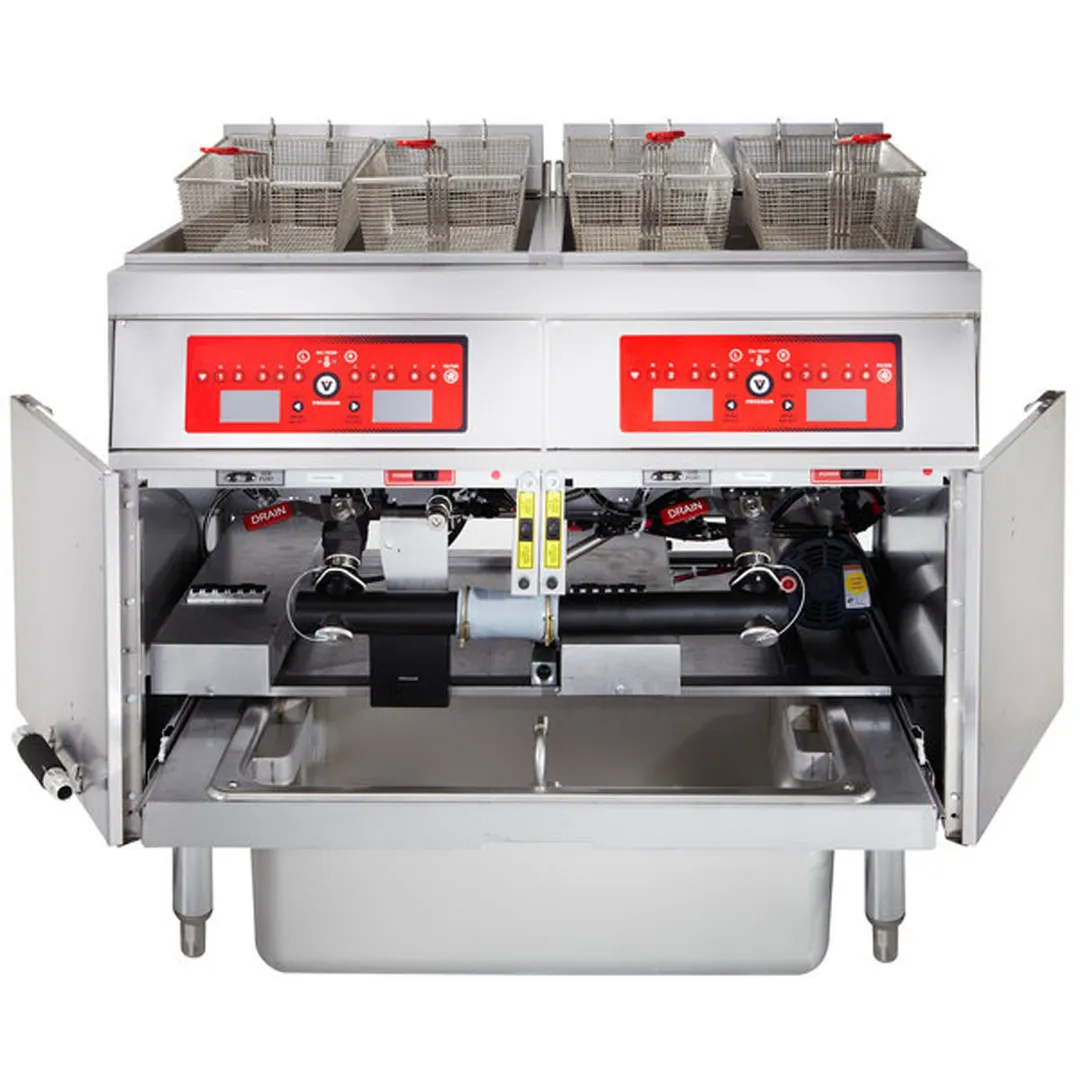 Vulcan 2ER50CF Electric Floor Fryer with Built-In Filter and Computer Controls, (2) 50 lb. Fryers