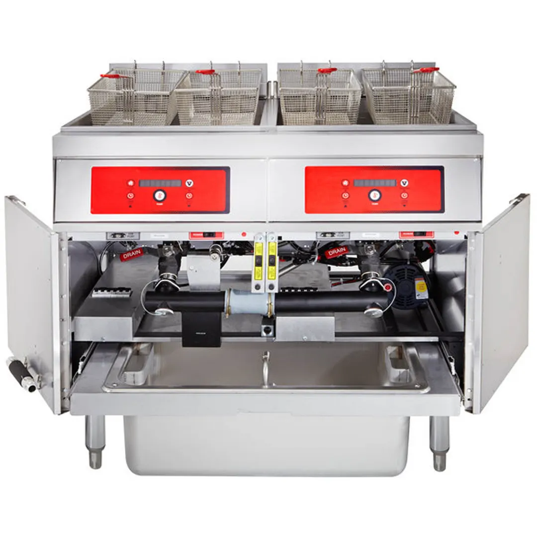 Vulcan 2ER50DF Electric Floor Fryer with Built-In Filter and Digital Controls, (2) 50 lb. Fryers