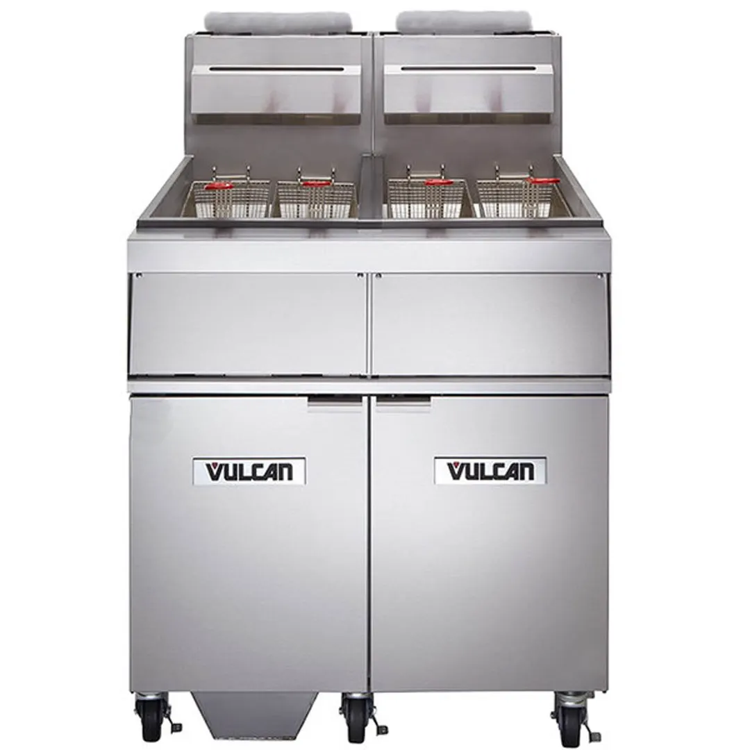 Vulcan 2GR45MF 31" 90-100 lb. 2 Unit Floor Fryer System with Millivolt Controls - 240,000 BTU