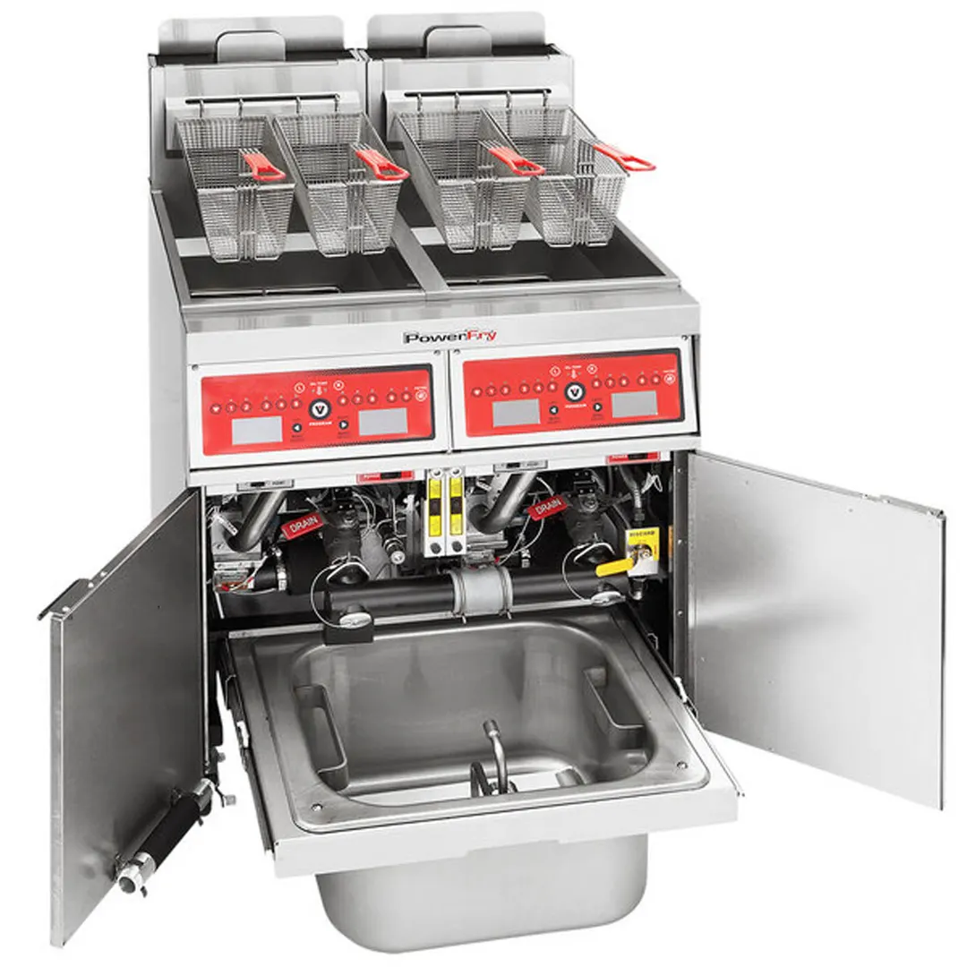 Vulcan 2VK45CF 31" Powerfry5™ Multiple Battery Gas Fryer w/ (2) 50-lb Frypots, Filtration System