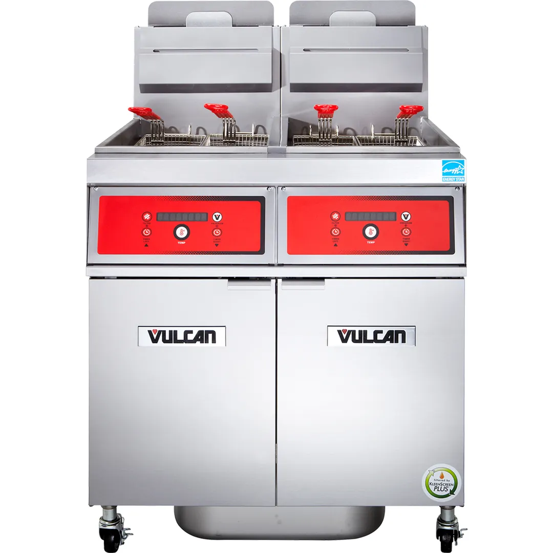 Vulcan 2VK65DF 42" Powerfry5™ Multiple Battery Gas Fryer w/ (2) 70-lb Frypots, Filtration System