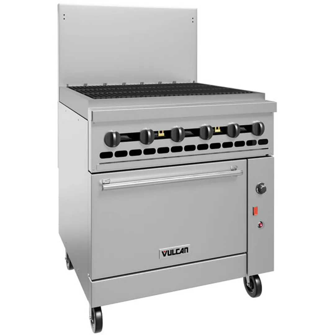 Vulcan 36C-36CBP 36" LP Gas Restaurant Range w/ 36" Full Charbroiler, (1) Convection Oven, 128.000 BTU