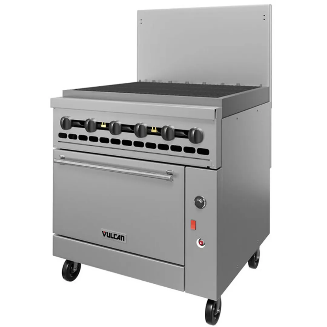 Vulcan 36C-36CBP 36" LP Gas Restaurant Range w/ 36" Full Charbroiler, (1) Convection Oven, 128.000 BTU