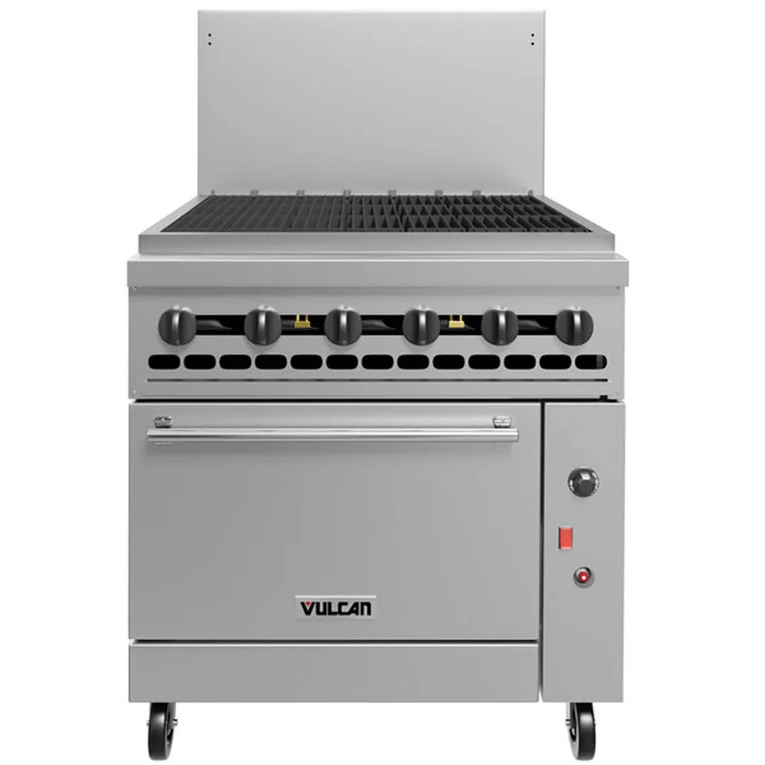 Vulcan 36C-36CBP 36" LP Gas Restaurant Range w/ 36" Full Charbroiler, (1) Convection Oven, 128.000 BTU