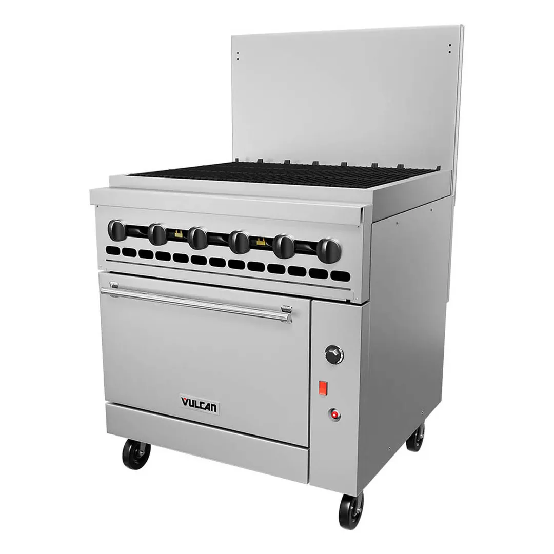 Vulcan 36R-36CBP 36" LP Gas Restaurant Range w/ 36" Full Charbroiler, (1) Refrigerated / Freezer Base, 96.000 BTU 