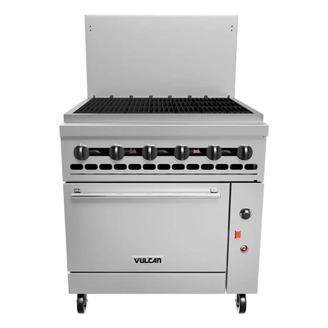 Vulcan 36R-36CBP 36" LP Gas Restaurant Range w/ 36" Full Charbroiler, (1) Refrigerated / Freezer Base, 96.000 BTU 