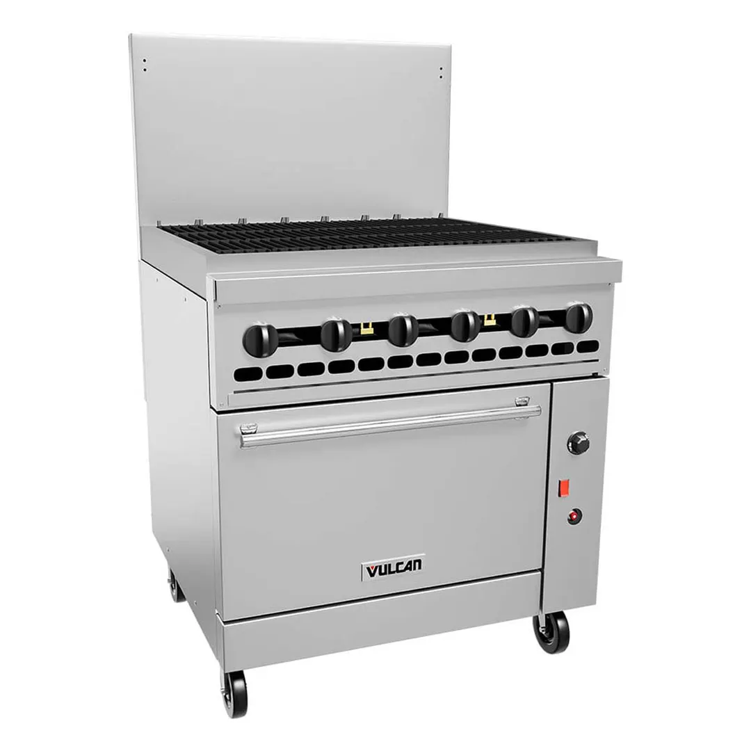 Vulcan 36R-36CBP 36" LP Gas Restaurant Range w/ 36" Full Charbroiler, (1) Refrigerated / Freezer Base, 96.000 BTU 