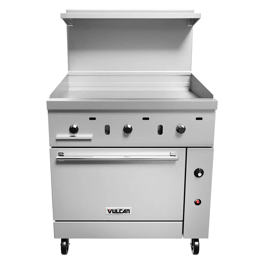 Vulcan 36S-36GT 36" Gas Restaurant Range, 36" Full Griddle w/ Thermostatic Controls, (1) Standard Oven, 95.000 BTU
