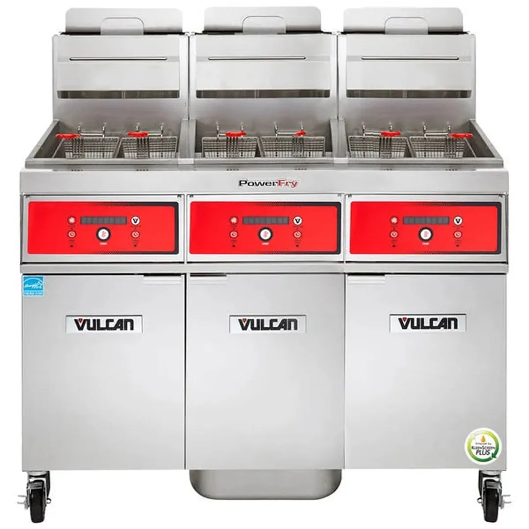 Vulcan 3VK85DF 63" Powerfry5™ Multiple Battery Gas Fryer w/ (3) 90 lbs, Frypots, Filtration System