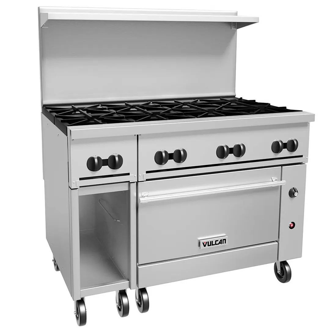 Vulcan 48C-8B 48" Gas Restaurant Range w/ (8) Open Burners, (1) Convection Oven, (1) Cabinet Base, 275.000 BTU