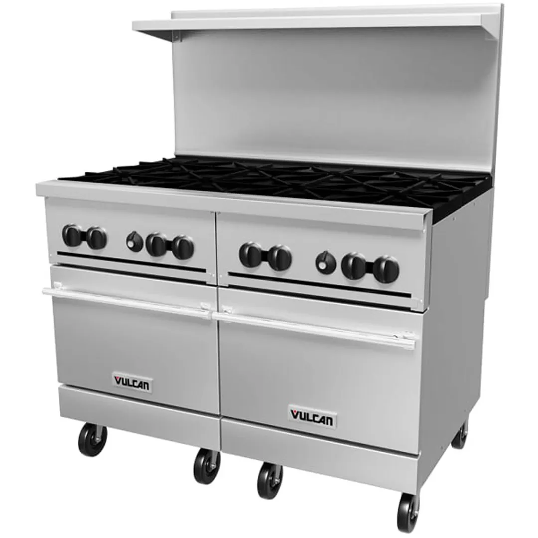 Vulcan 48SS-8B 48" Gas Restaurant Range w/ (8) Open Burners, (2) Standard Ovens, 286.000 BTU