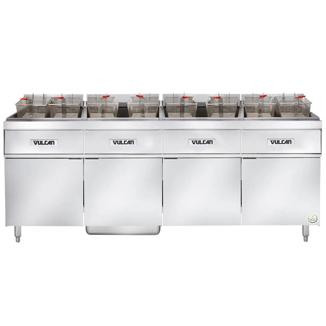 Vulcan 4ER50AF Electric Floor Fryer with Built-In Filter, (4) 50 lb. Fryers