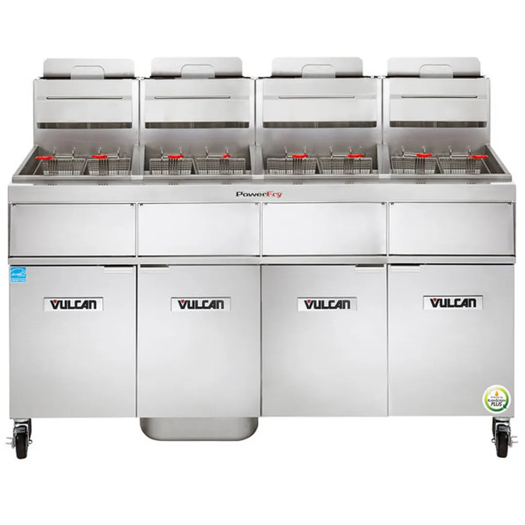 Vulcan 4TR65AF 84" Powerfry3™ Multiple Battery Gas Fryer w/ (4) 70-lb Frypots, Filtration System