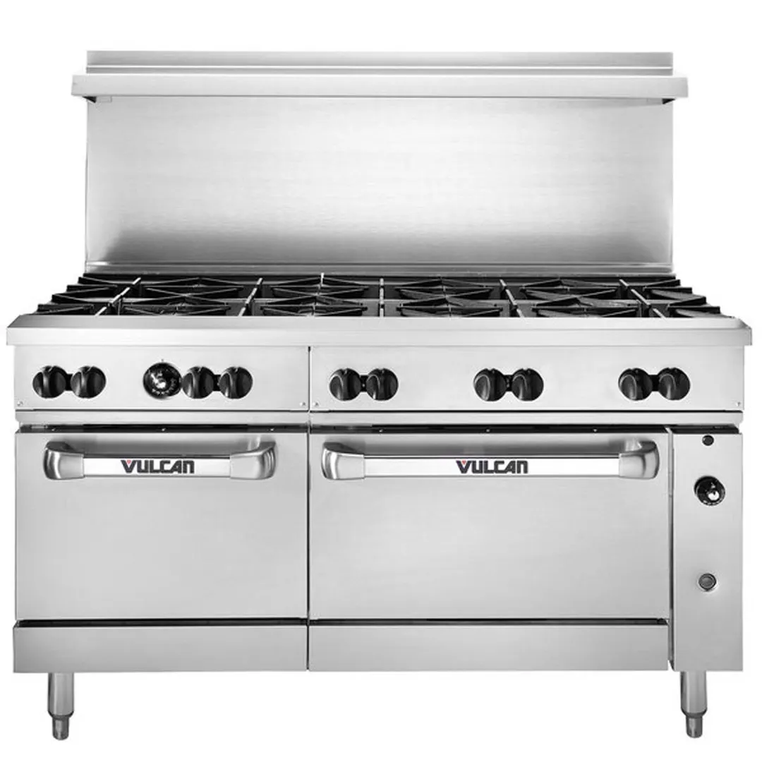 Vulcan 60RS-10B 60" Gas Restaurant Range w/ (10) Open Burners, (1) Standard Oven, (1) Refrigerated / Freezer Base, 300.000 BTU