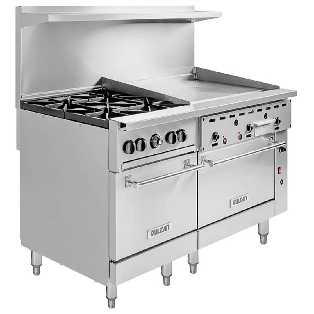Vulcan 60SC-4B36G 60" Gas Restaurant Range w/ (4) Open Burners, 36" Griddle Right, (1) Standard Oven, (1) Convection Oven, 238.000 BTU
