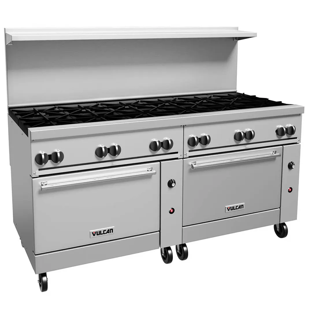 Vulcan 72CC-12B 72" Gas Restaurant Range w/ (12) Open Burners, (2) Convection Ovens, 430.000 BTU