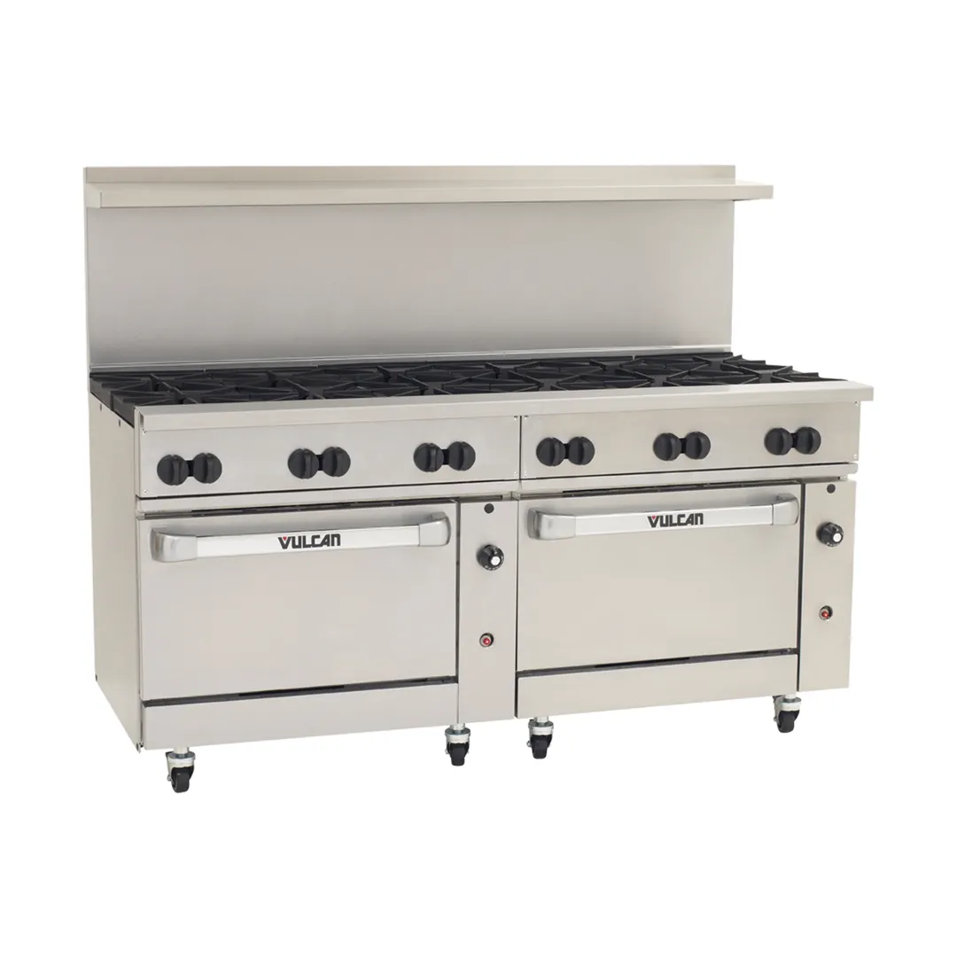 Vulcan 72SC-12B 72" Gas Restaurant Range w/ (12) Open Burners, (1) Standard Oven, (1) Convection Oven, 430.000 BTU