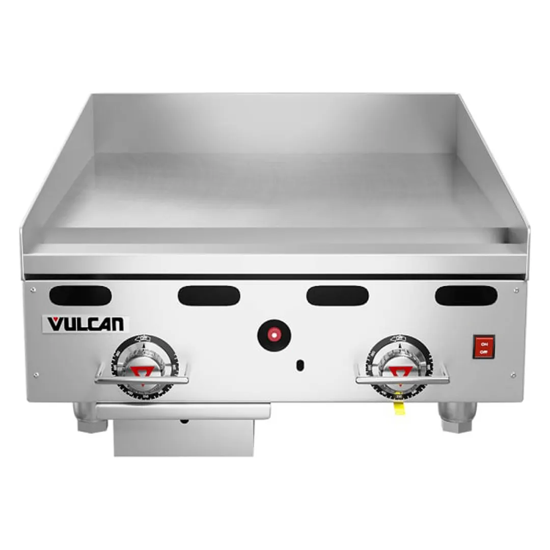 Vulcan 924RX 24" Countertop Gas Griddle, Snap-Action Thermostat, 24" Deep, 54.000 BTU