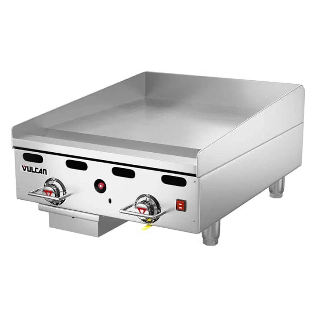 Vulcan 924RX 24" Countertop Gas Griddle, Snap-Action Thermostat, 24" Deep, 54.000 BTU
