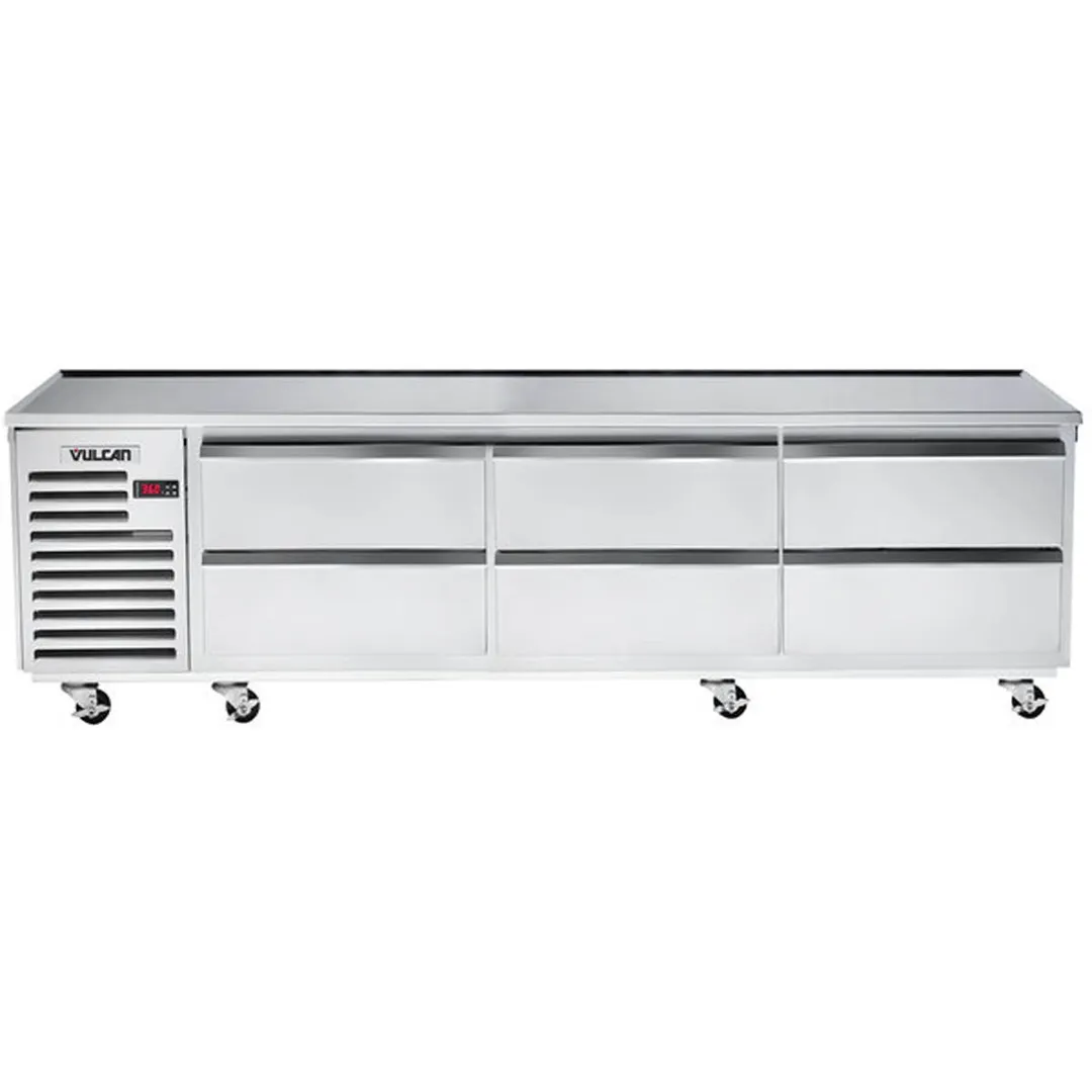 Vulcan ARS96 96" 6 Drawers Refrigerated Chef Base w/ Marine Edge Top, Self-Contained
