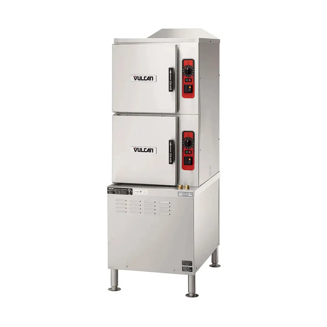 Vulcan C24ET10 10 Pan Floor Electric Convection Steamer w/ 2 Compartments on Cabinet Base