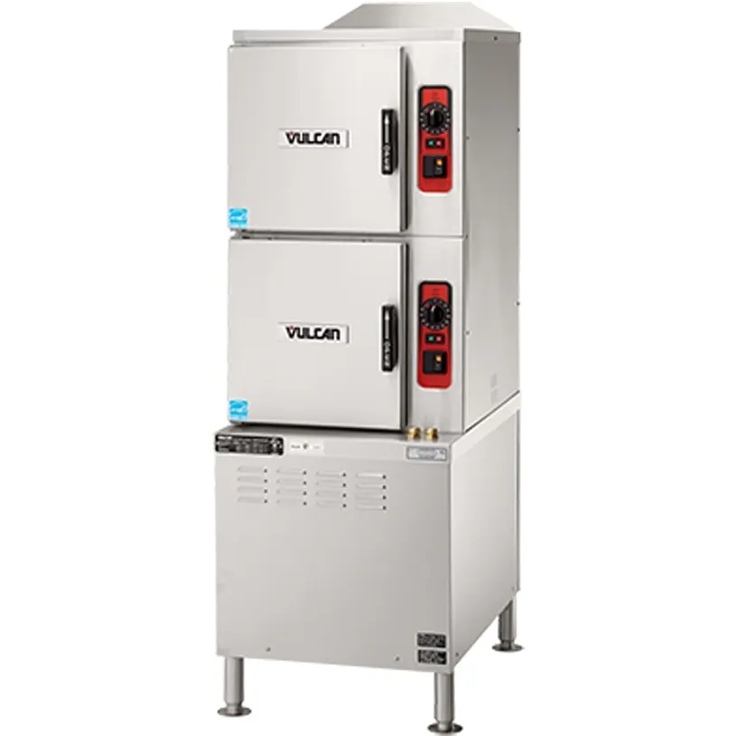 Vulcan C24ET6-LWE 6 Pan Double Electric Convection Steamer w/ Low Water Energy, Cabinet Base