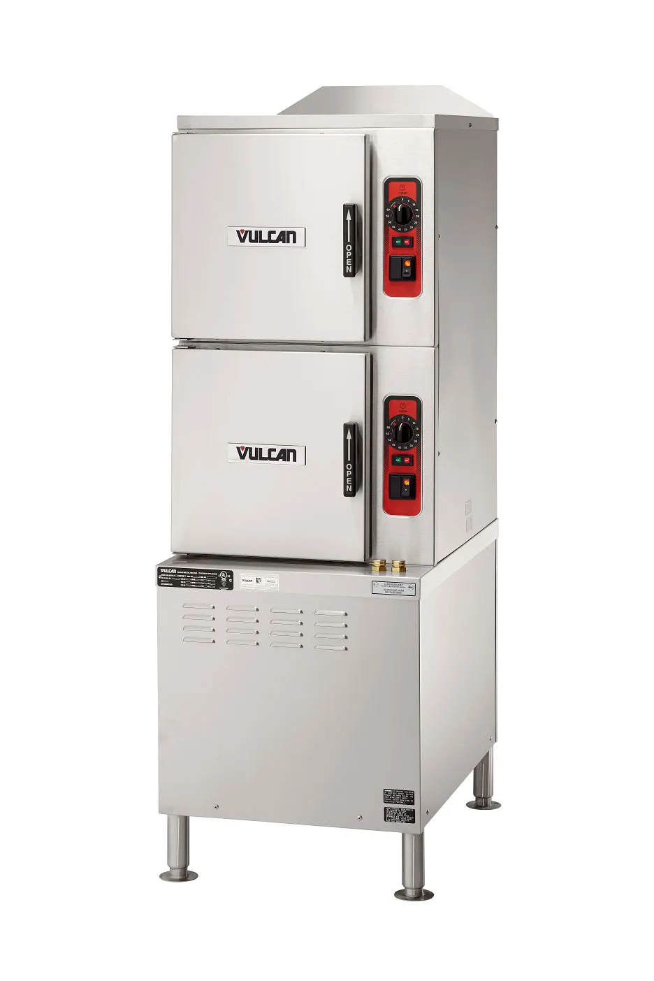Vulcan C24ET6 6 Pan Floor Electric Convection Steamer w/ 2 Compartments on Cabinet Base