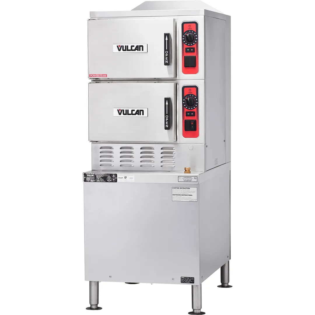 Vulcan C24GA6 6 Pan Gas Convection Steamer w/ 2 Compartments on Cabinet Base, 125.000 BTU