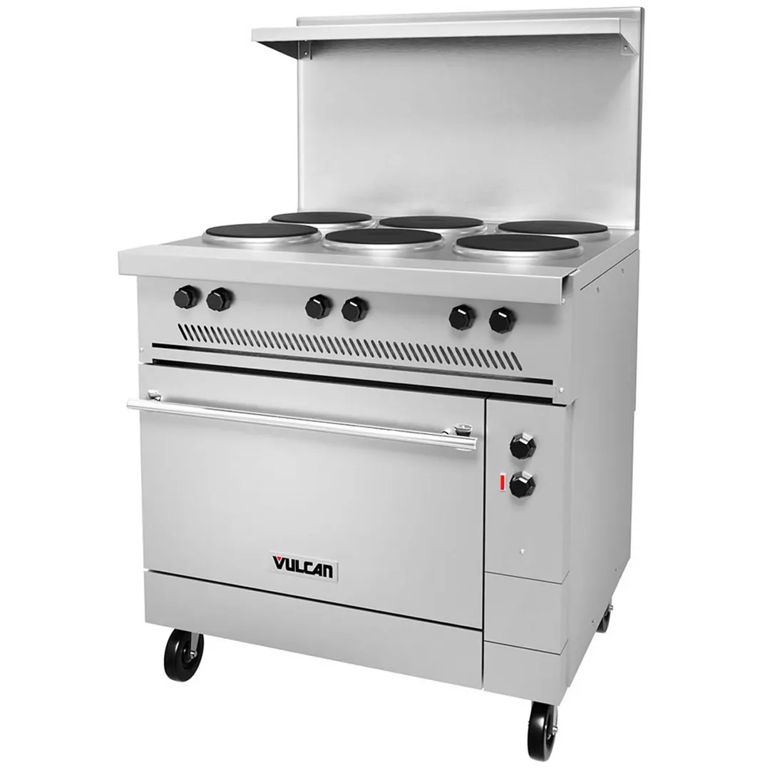 Vulcan EV36S-6FP480 Restaurant Range, Electric, 36", (6) 2.0 Kw French Hotplates