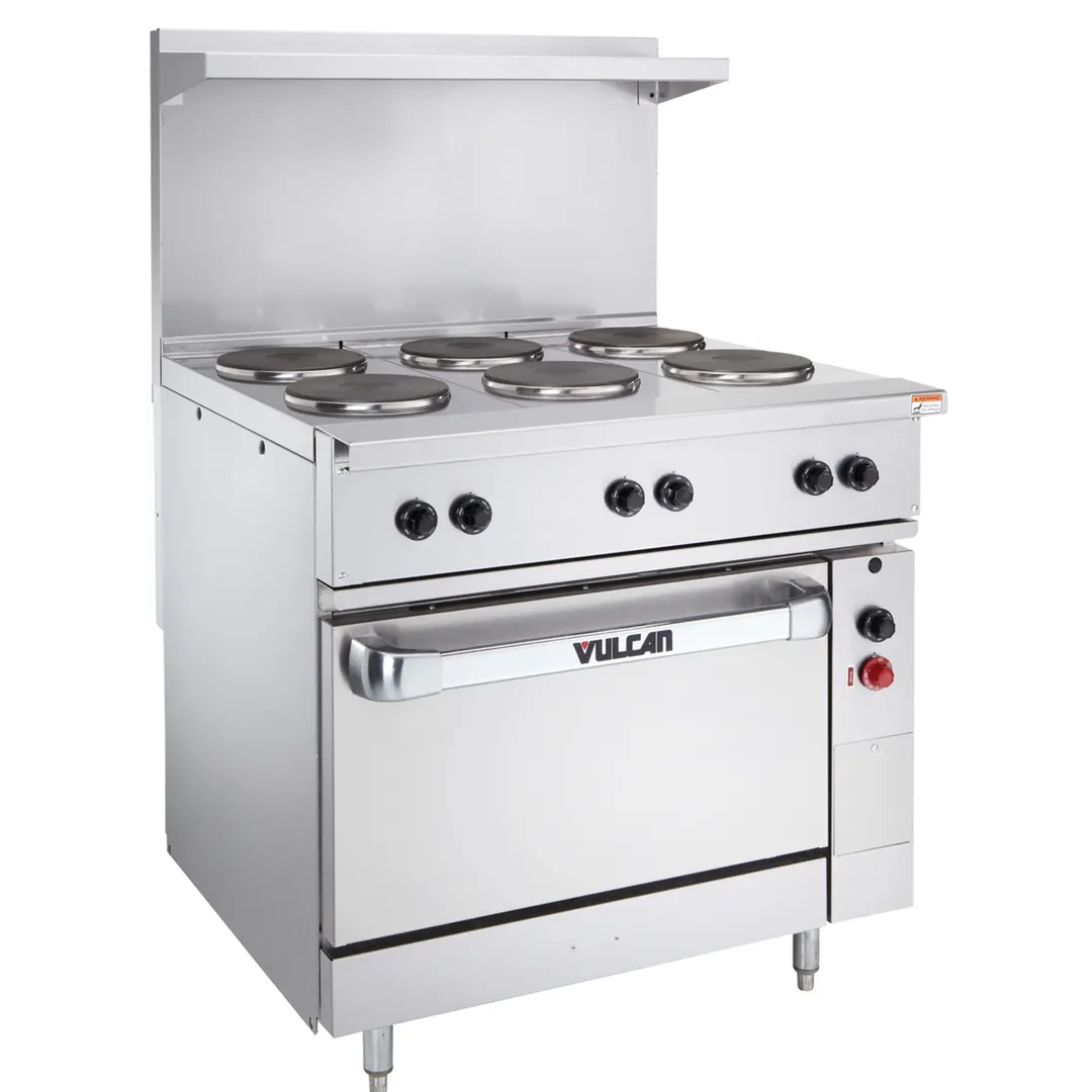 Vulcan EV36S-6FP480 Restaurant Range, Electric, 36", (6) 2.0 Kw French Hotplates