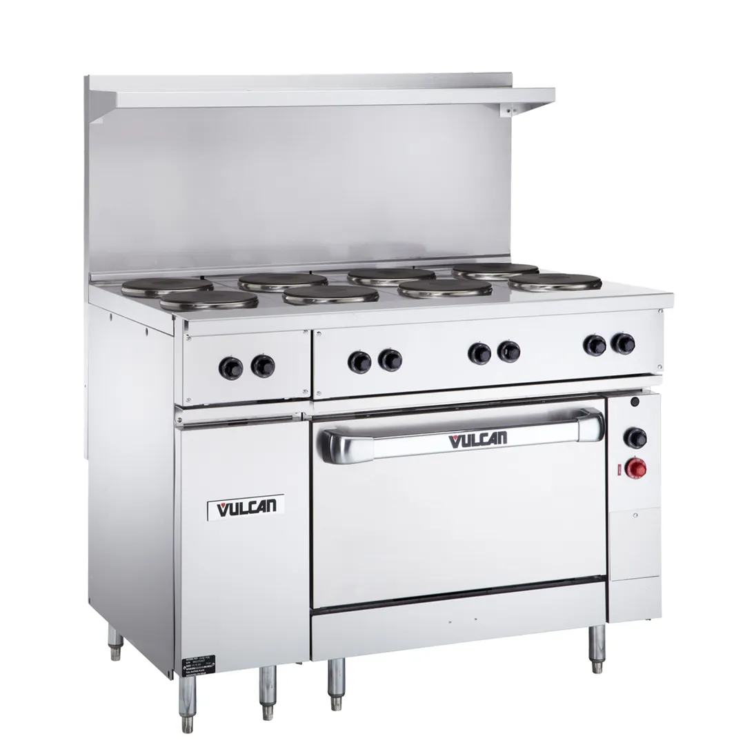 Vulcan EV48S-8FP480 Restaurant Range, Electric, 48", (8) 2.0 Kw French Hotplates