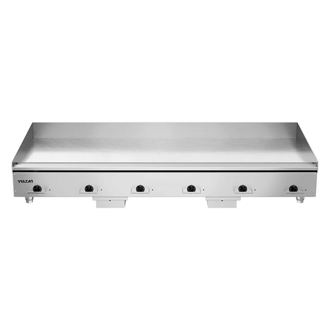 Vulcan HEG72E 72" Countertop Electric Griddle with 72" x 24" Surface, 3/4" Steel Plate, Thermostatic Controls