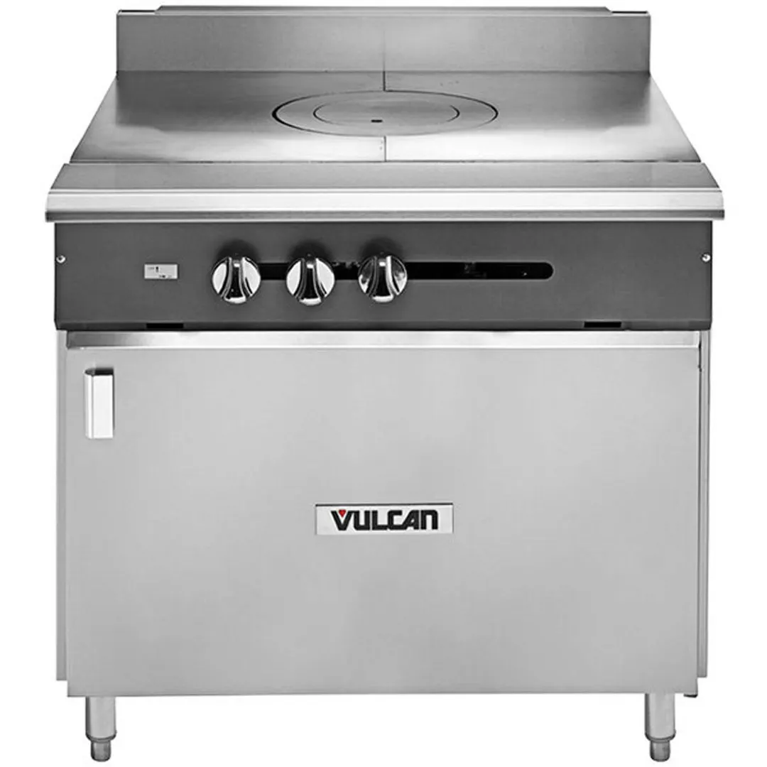 Vulcan V1FT36B 36" Gas Heavy Duty Range w/ (1) French Top, (1) Cabinet Base, 45.000 BTU