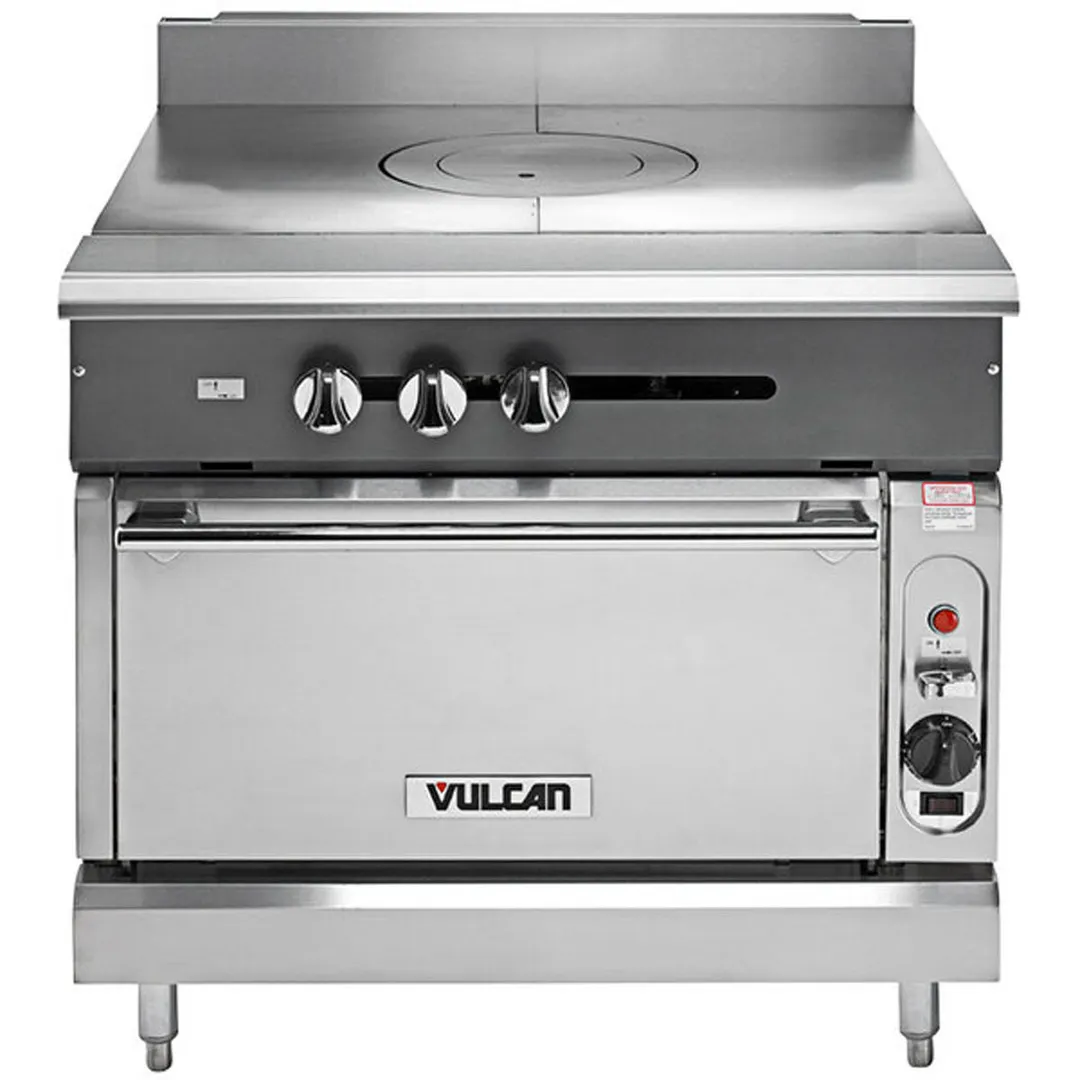 Vulcan V1FT36S 36" Gas Heavy Duty Range w/ (1) French Top, (1) Standard Oven, 95.000 BTU