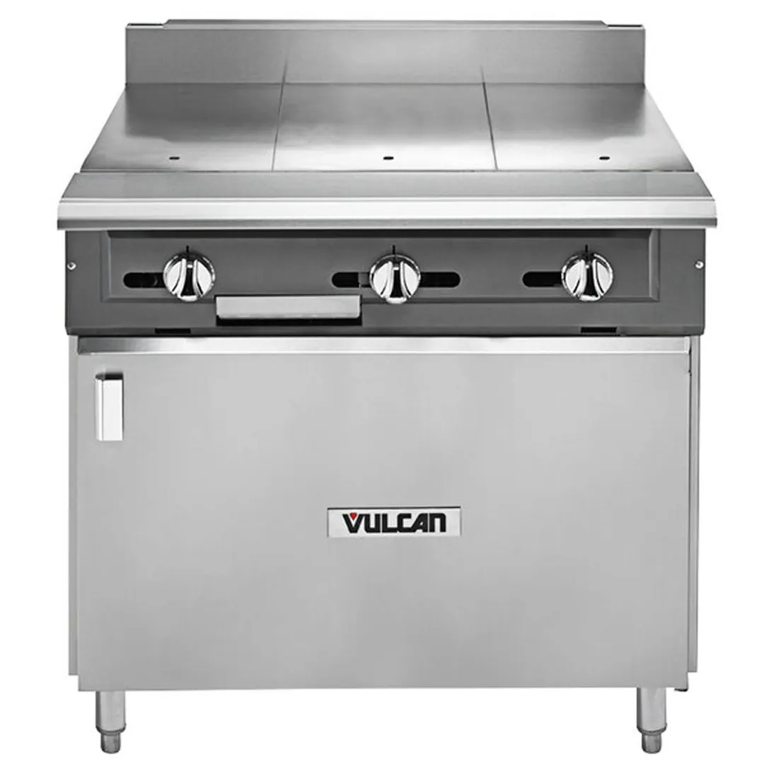 Vulcan V336HB 36" Gas Heavy Duty Range w/ (3) Hot Tops, (1) Cabinet Base, 90.000 BTU