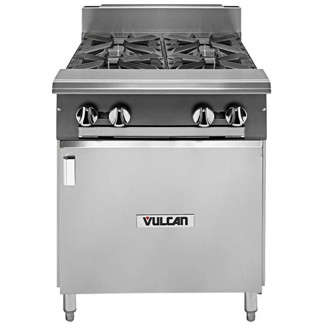 Vulcan V4B24B 24" Gas Heavy Duty Range w/ (4) Open Burners, (1) Cabinet Base, 140.000 BTU