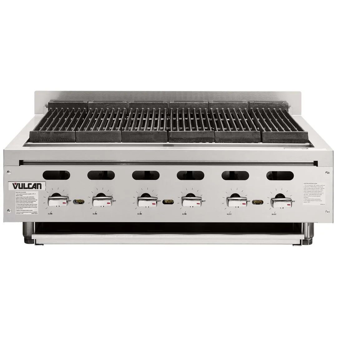 Vulcan VACB60-QS-PLATINUM 62" Countertop Gas Charbroiler, (11) 17,000 Btu Cast Iron Burners