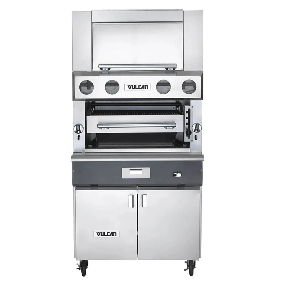 Vulcan VBB1BF Heavy Duty Double Deck Radiant Upright Broiler with (3) Burners, Cabinet Base, 100.000 BTU