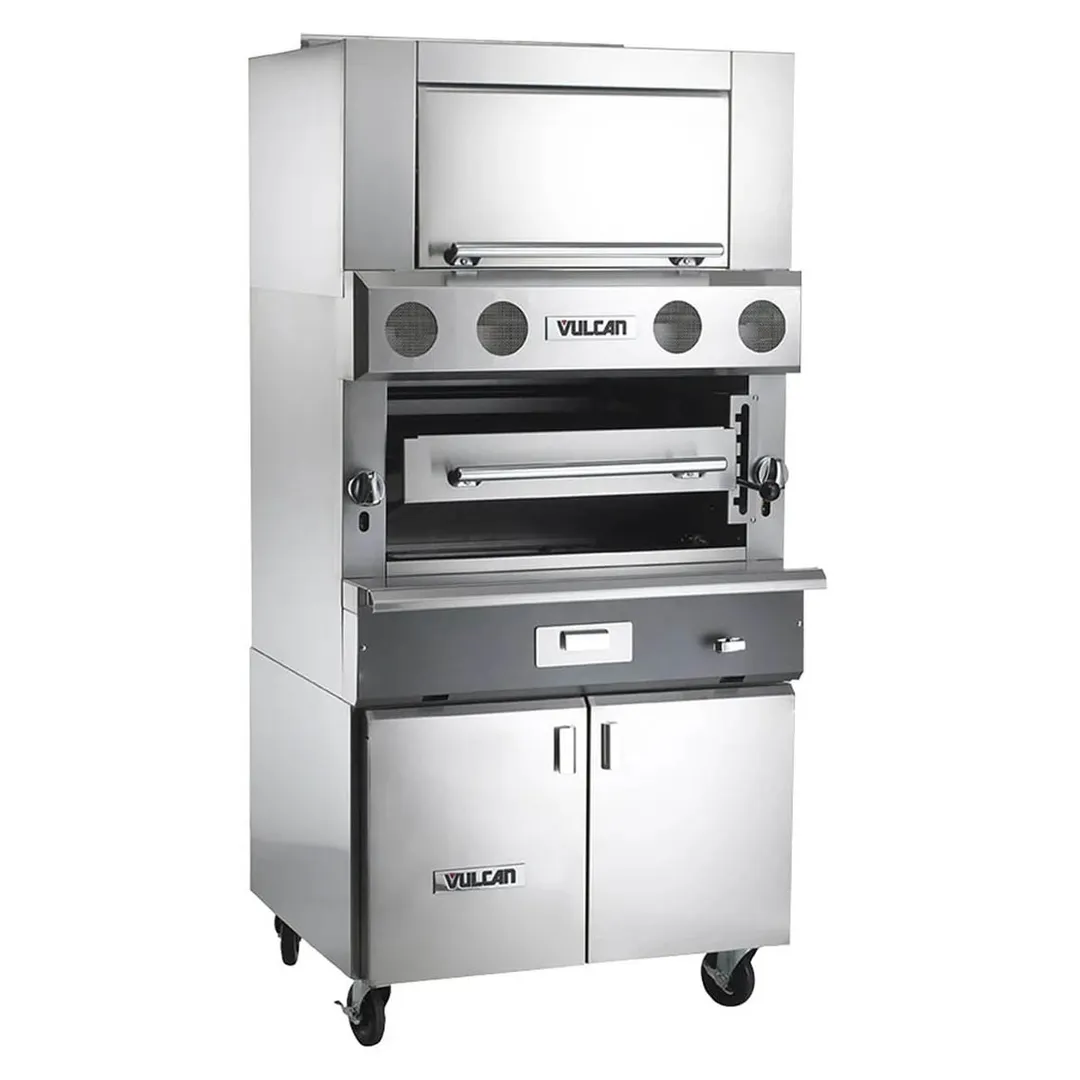 Vulcan VBB1BF Heavy Duty Double Deck Radiant Upright Broiler with (3) Burners, Cabinet Base, 100.000 BTU