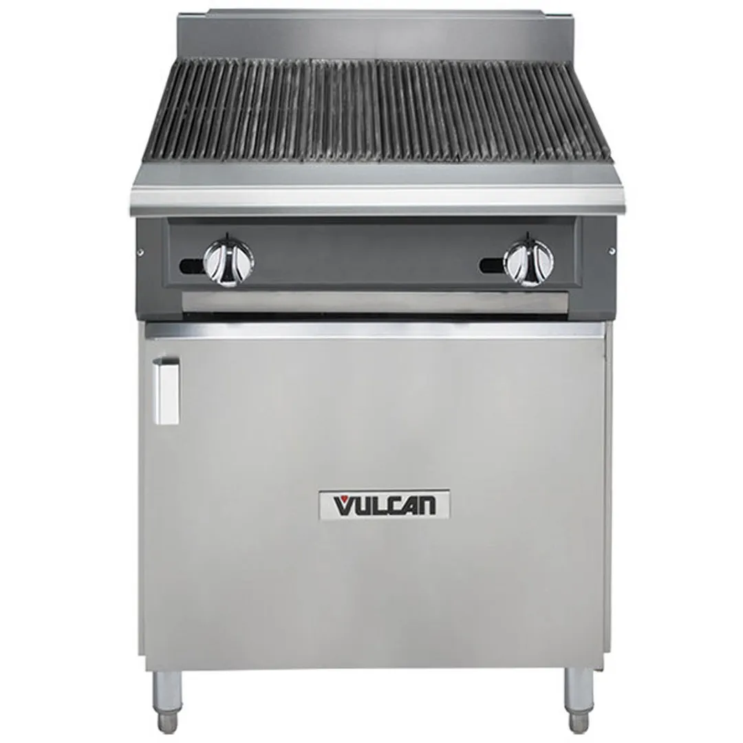 Vulcan VCBB24B 24" Gas Heavy Duty Range w/ 24" Full Charbroiler, (1) Cabinet Base, 65.000 BTU