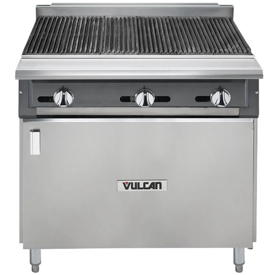 Vulcan VCBB36B 36" Gas Heavy Duty Range w/ 36" Full Charbroiler, (1) Cabinet Base, 99.000 BTU