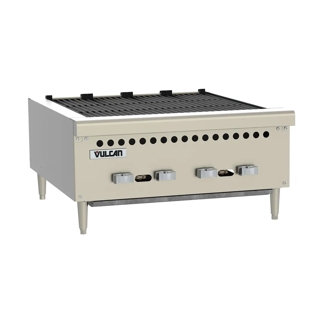 Vulcan VCRB36-QS-PLATINUM 36" Countertop Gas Charbroiler, (6) 14,500 Btu Cast Iron Burners with Manual Controls