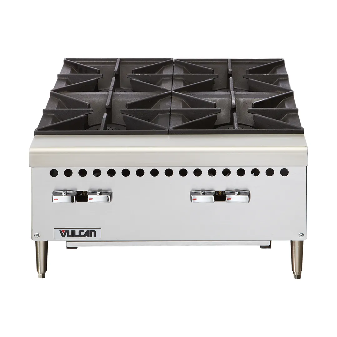 Vulcan VCRH12-QS-PLATINUM 12" Countertop Gas Hotplate, (2) 25,000 Btu Cast Iron Open Burners With Lift-Off Burner